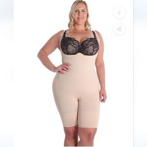 Me Moi Braless Bodysuit with Thigh Shaper in Nude Size XL/XXL